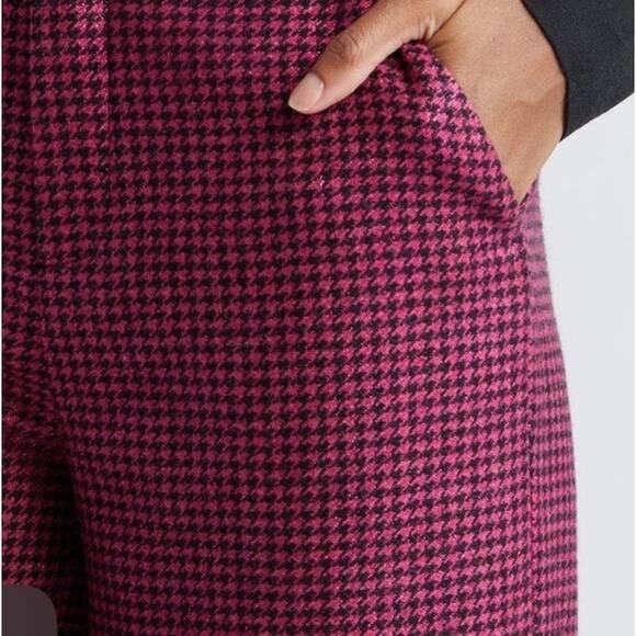 L’Agence Livvy Wool Blend Houndstooth Trouser in Metallic Pink and Black Size 18 - Picture 3 of 15